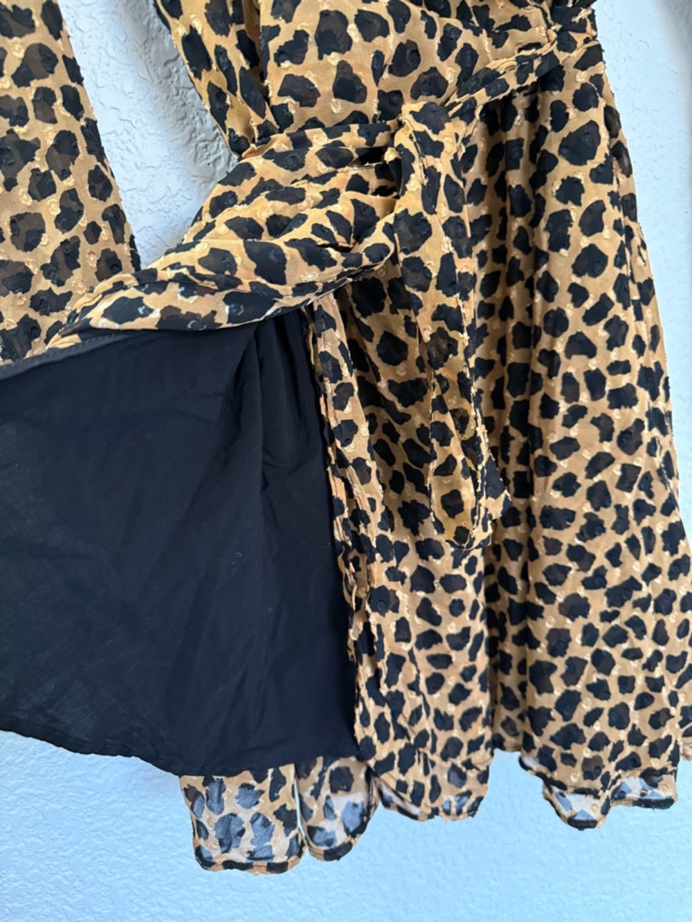 Free People Leopard Print‎ Ruffle Wrap Mini Dress | Boho Flowy| XS - Picture 6 of 12